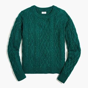 J. Crew Donegal Cable Crewneck Festive Green Sweater